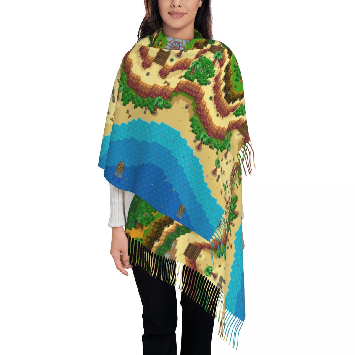 Pashmina Wrap Large - Stardew Valley Mapa Cachecol para mulheres
