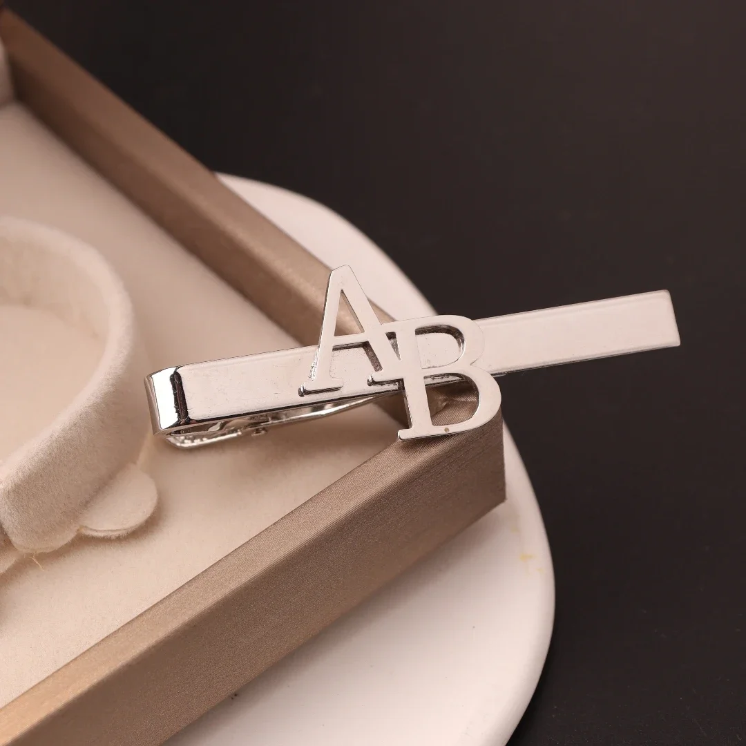 Clipe de gravata inicial perso - Tie Clip Silver avaliação e preço