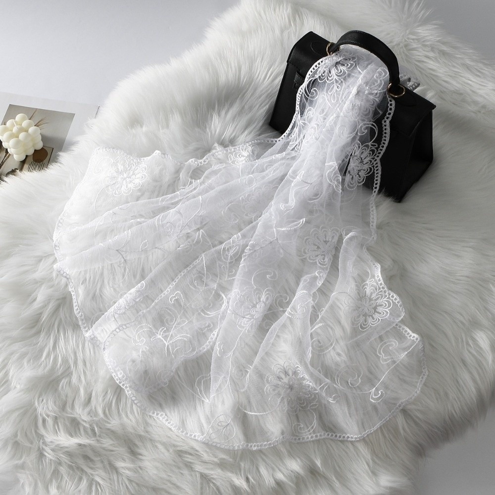 Lenço de Renda Bordado Floral, - Stole Wedding Shawl avaliação e preço