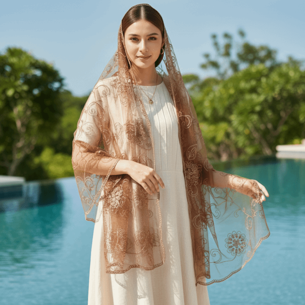 Lenço de Renda Bordado Floral, - Stole Wedding Shawl avaliação e preço